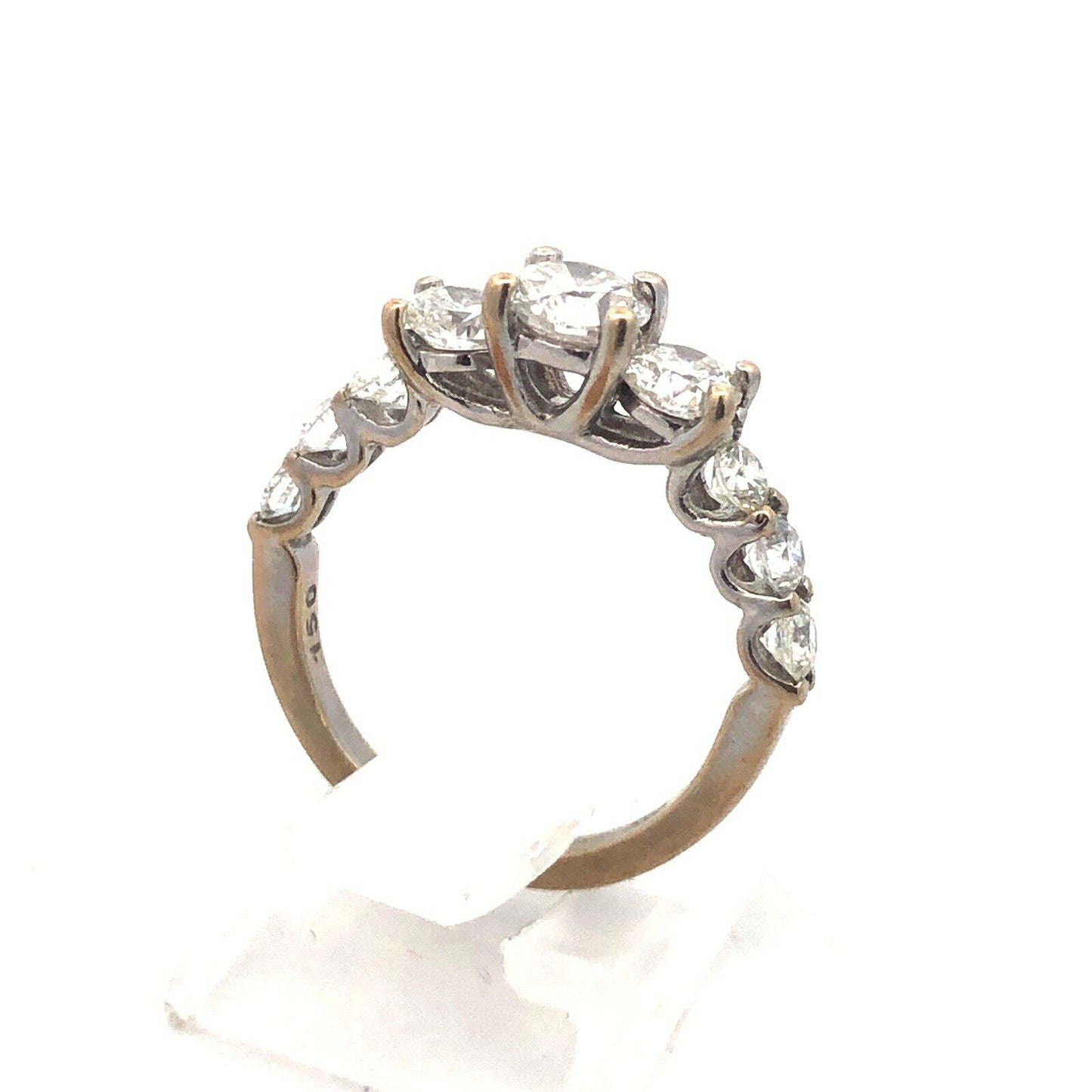 Designer 14K White Gold Diamond Trio With Accents Waterfall Engagement Ring