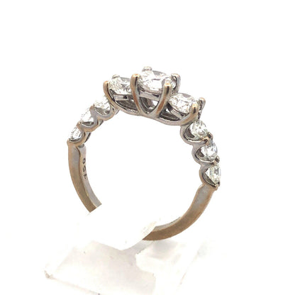 Designer 14K White Gold Diamond Trio With Accents Waterfall Engagement Ring