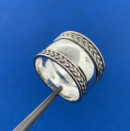 Designer BA Suarti Sterling Silver 925 Wide Band Weave Design Statement Ring