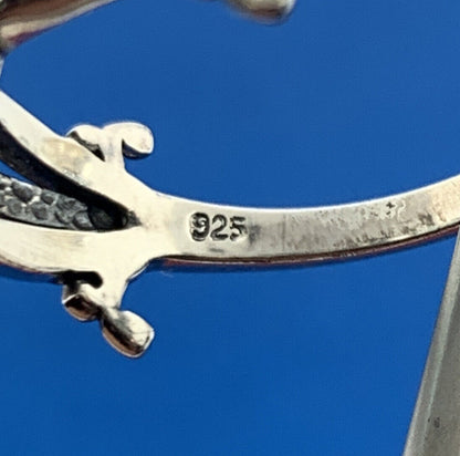 925 Sterling Silver Rectangle Blue Cubic Zirconia CZ Statement Ring