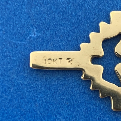 Designer 10K Yellow Gold Modernist Peace Dove Religious Communion Cross Pendant