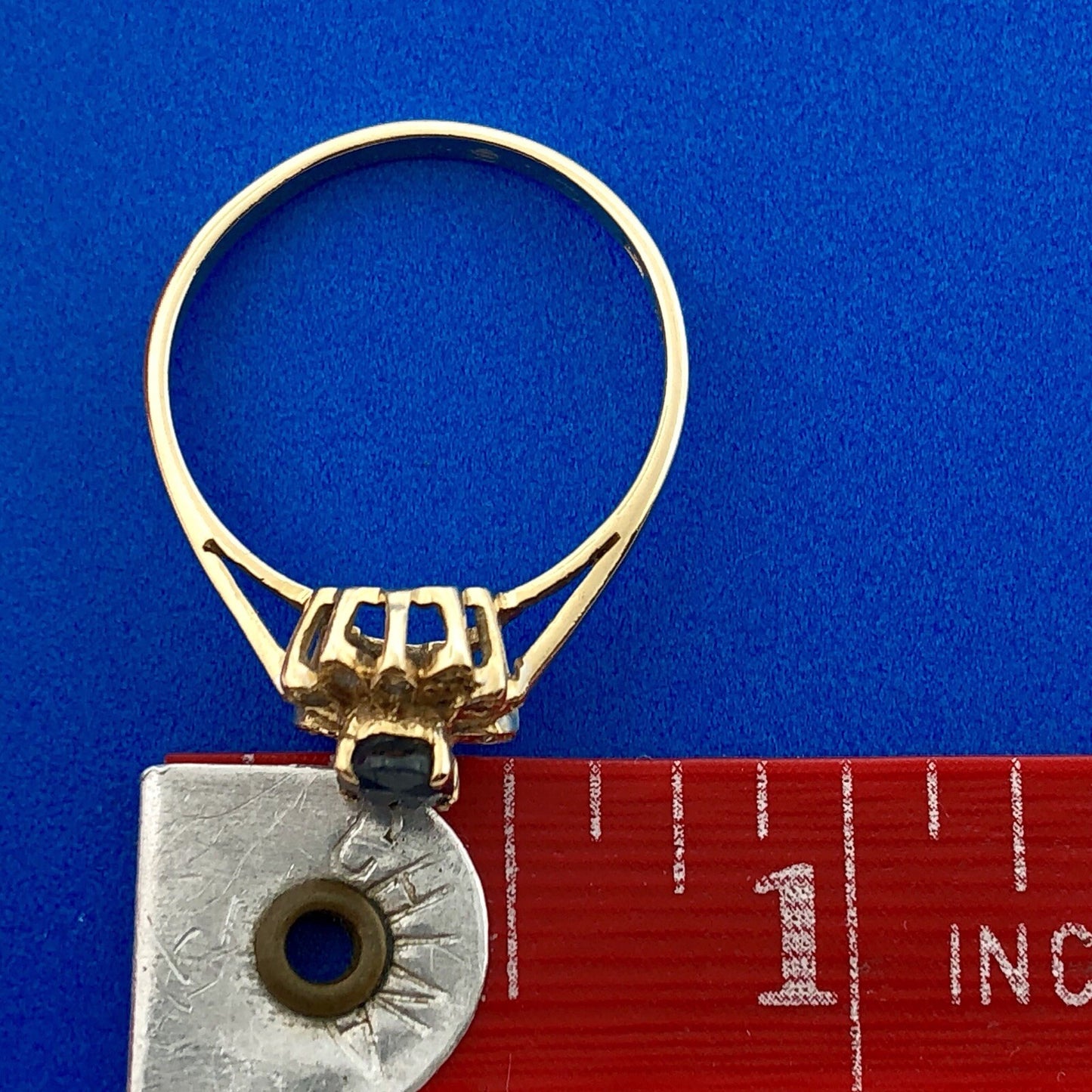 Vintage 14K Yellow Gold Sapphire Diamond Halo Promise December Cocktail Ring