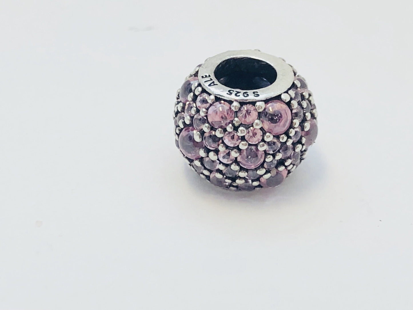 Authentic Pandora Light Pink Pave Lights Sterling Silver Bead Charm 791051PCZ