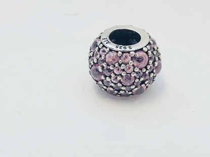 Authentic Pandora Light Pink Pave Lights Sterling Silver Bead Charm 791051PCZ