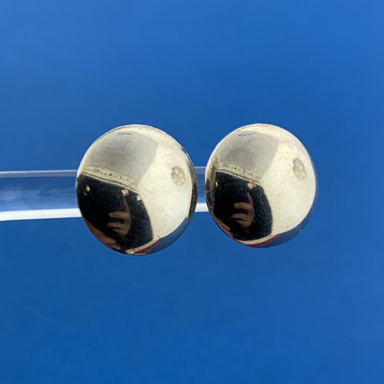 Estate 925 Sterling Silver Modernist Polished 3D Button Disc Stud Earrings