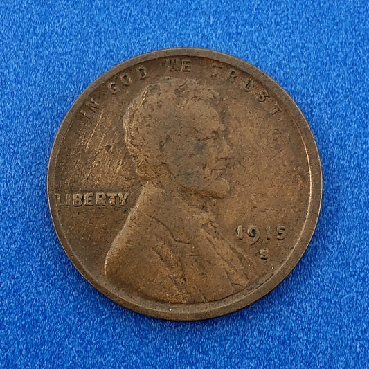 1915 S Lincoln Cent Wheat Ears Reverse Key Rare 1c Cent Penny San Francisco Coin