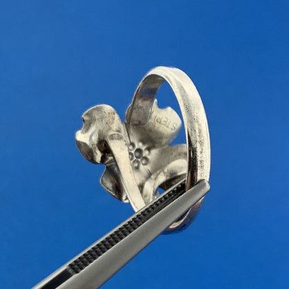 Vintage 925 Sterling Silver Dogwood Blossom Floral Design Adjustable Ring