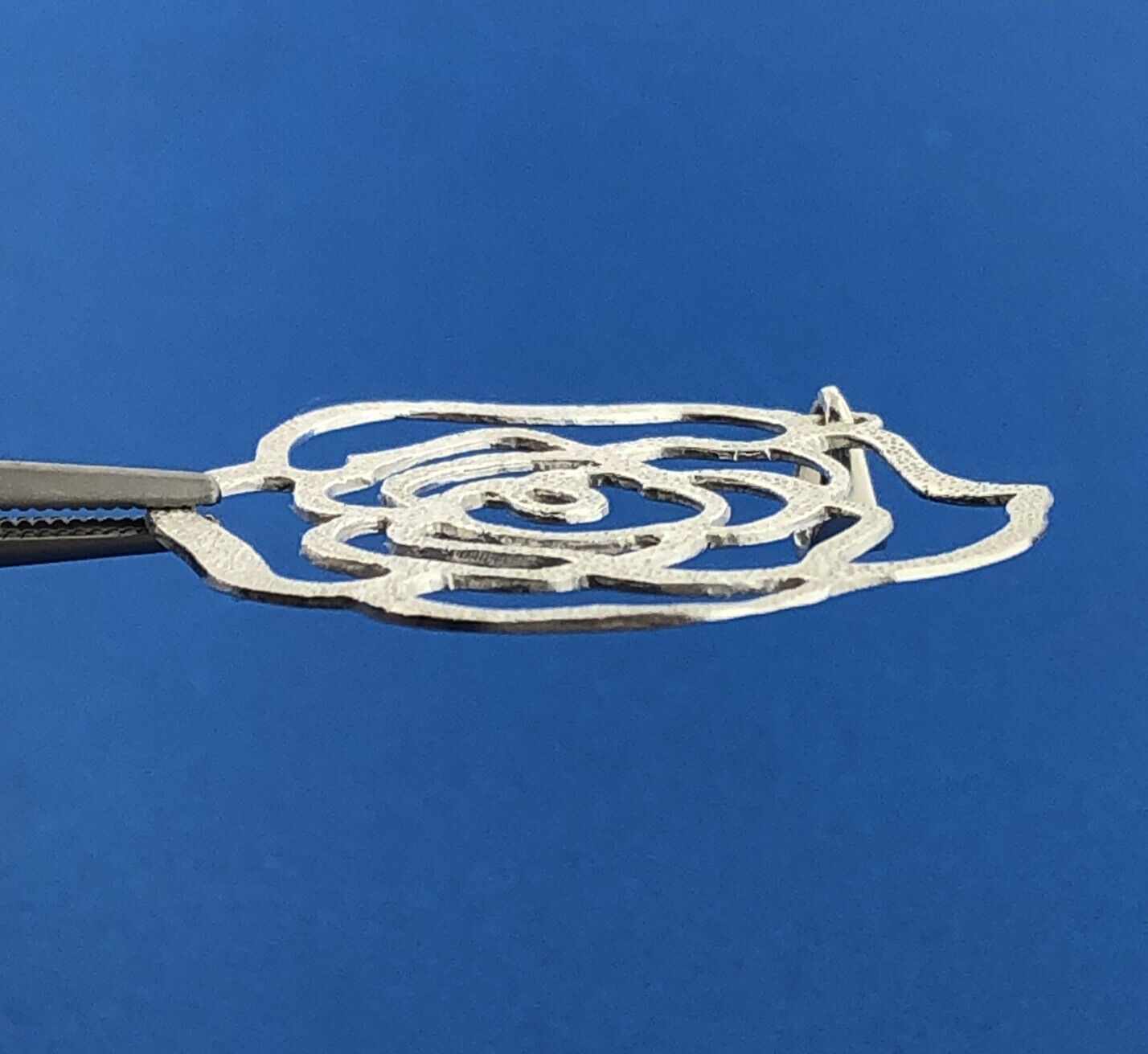 Designer FAS Sterling Silver 925 Openwork Rose Flower Dangle Pendant