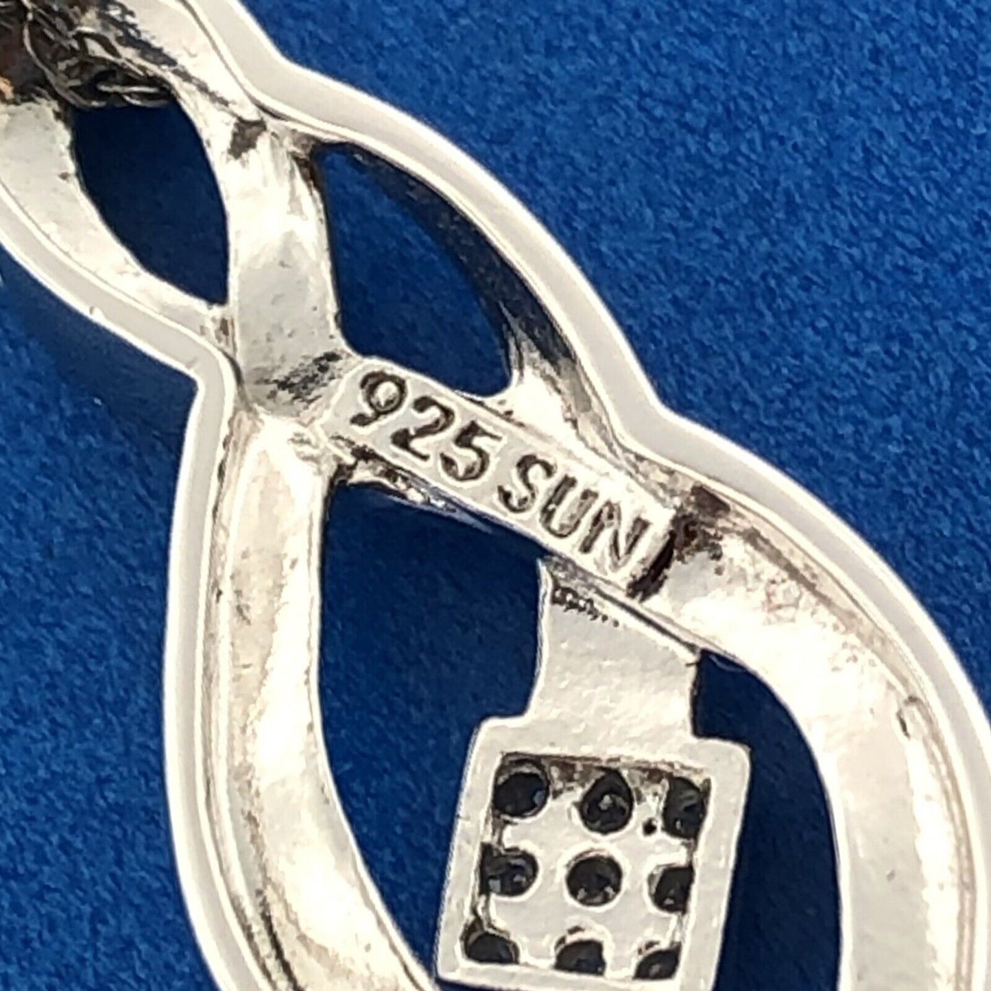 Designer 925 Sterling Silver Diamond Infinity Eternity Anniversary Necklace