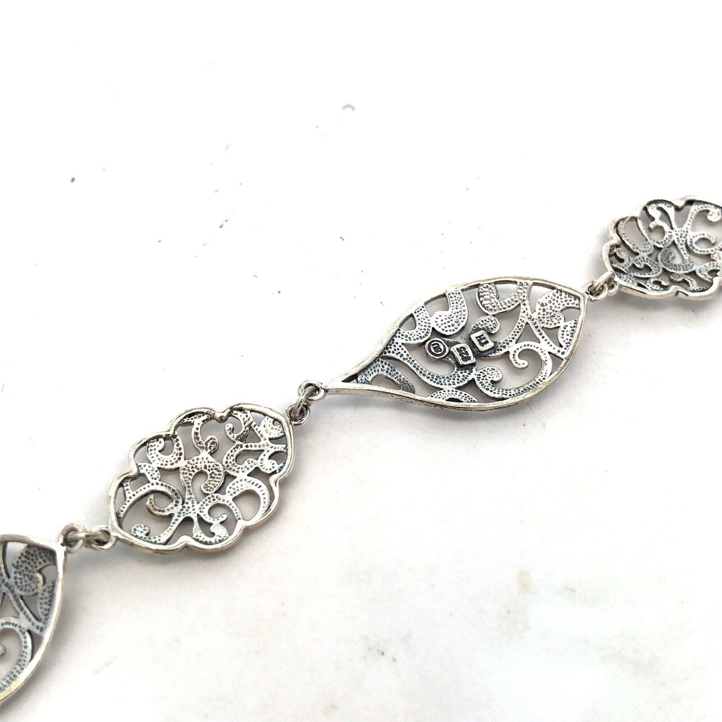 Designer 925 Sterling Silver Filigree Swirl Panel Bracelet