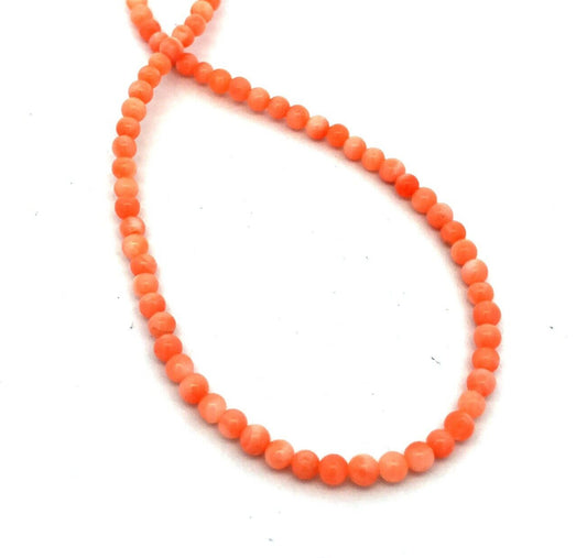 Vintage Gold Tone Clasp Angel Skin Coral Beaded Necklace