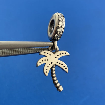 Pandora ALE 925 Sterling Silver Cubic Zirconia CZ 791540 Palm Tree Dangle Charm