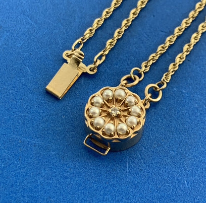 Daffer & KLJCI Black Onyx Diamond Seed Pearl 14K Gold Slide Bracelet