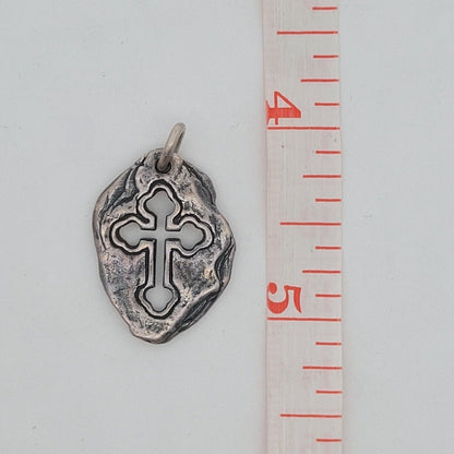 Designer Jose Balli 925 Sterling Silver Cross Cutout Oval Pendant