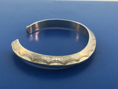 Vintage Native American 925 Sterling Silver Concho Statement Cuff Bracelet
