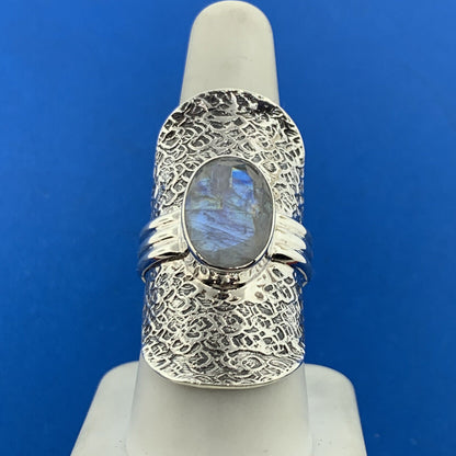 Designer 925 Sterling Silver Oval Faceted Opal Statement Saddlebag Finger Ring