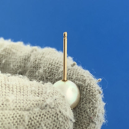 Gorgeous 14k Yellow Gold 7 mm White Pearl Precious Stud Earrings