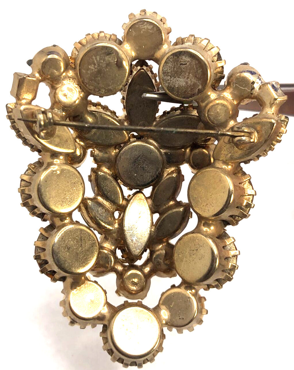 Mid Century Aurora Borealis Rhinestone Faux Pearl Statement Brooch & Earrings