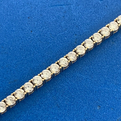 Designer 10K Yellow Gold Round Cubic Zirconia CZ Statement Tennis Bracelet