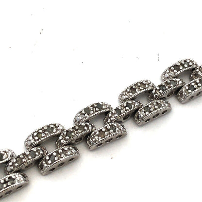 Designer 925 Sterling Silver Diamond Triple Row Bar Link Tennis Bracelet
