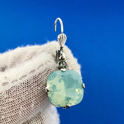 Lovely Sterling Silver 925 Aurora Borealis Coated Crystal CZ Leverback Earrings