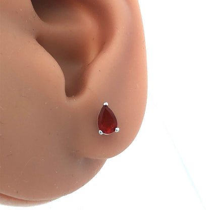 925 Sterling Silver Pear Cut Orange Cubic Zirconia CZ Stud Earrings