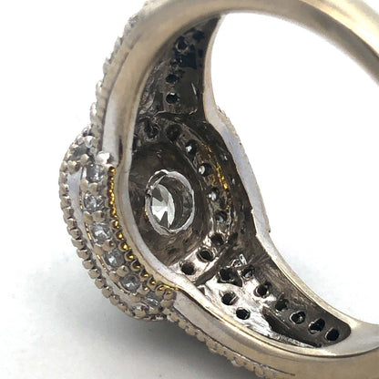 14k White Gold Diamond Engagement Ring with Diamond Halo
