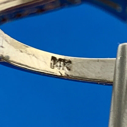 Designer 14K White Gold Oval Ruby Diamond Trillion Accented July Cocktail Ring