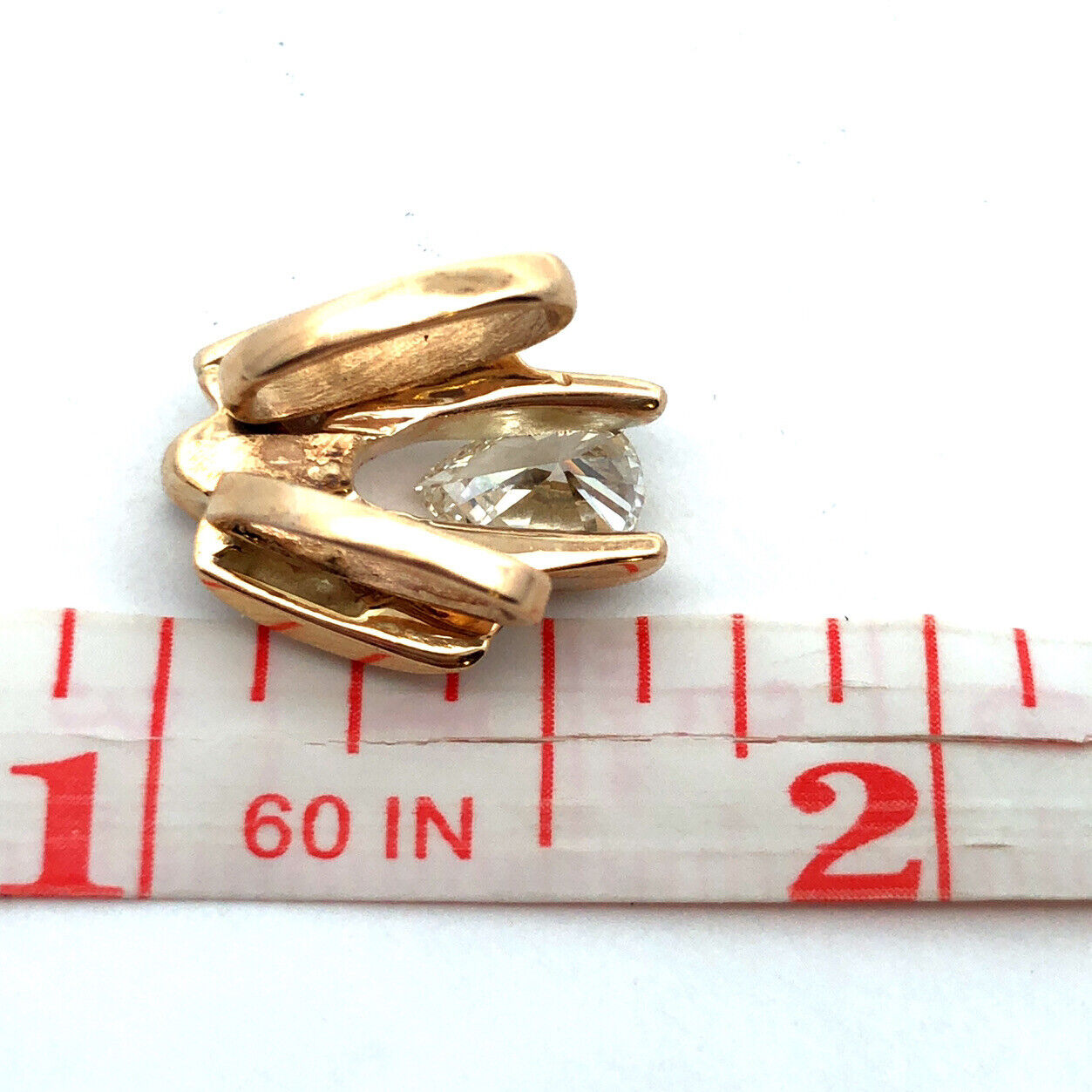 Designer 14K Yellow Gold Pear Diamond Round Diamond Accented Statement Pendant