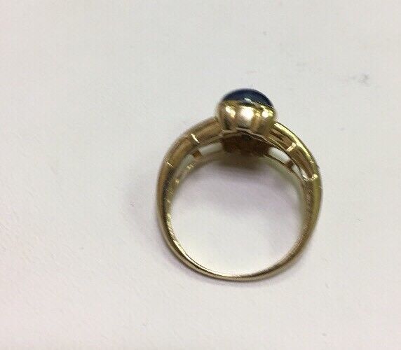 Modern 14k Yellow Gold Sapphire and Diamond Accent Ring