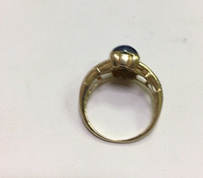 Modern 14k Yellow Gold Sapphire and Diamond Accent Ring