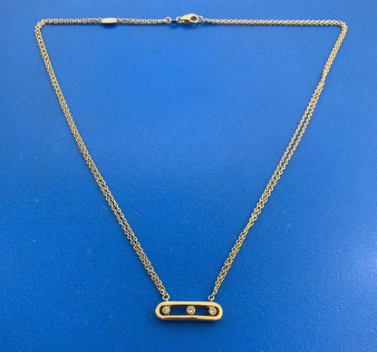 Designer Pacha 18K Yellow Gold Diamond Bar Double Oval Link Chain Necklace