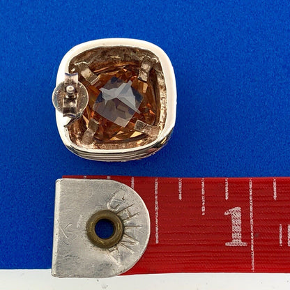 Sterling Silver 925 Citrine Pebble Snake Skin November Anniversary Stud Earrings