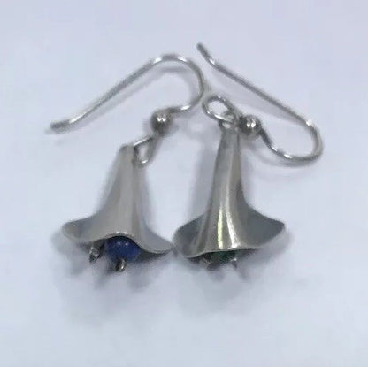 Artisan Sterling Silver 925 Maw Maw Sit Sit Calla Lily Drop Dangle Earrings
