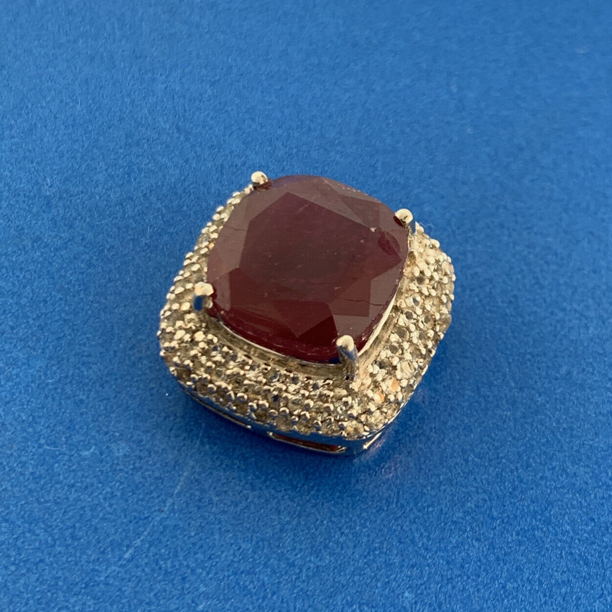 Designer Sterling Silver Ruby Solitaire Diamond Accent July Anniversary Pendant