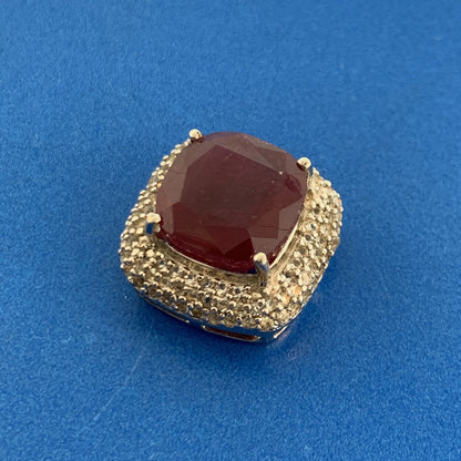 Designer Sterling Silver Ruby Solitaire Diamond Accent July Anniversary Pendant