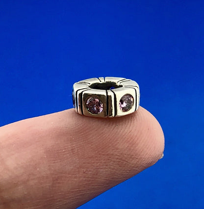 Authentic Pandora Sterling Silver 925 Pink CZ Trinity Spacer Charm #790368PCZ RT