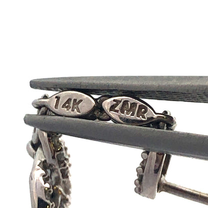 Designer ZMR 14K White Gold Pave Diamond Circle Drop Dangle Earrings