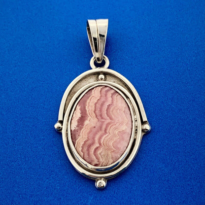 Stunning Sterling Silver 925 Cabochon Pink Jasper Oval Dangle Pendant