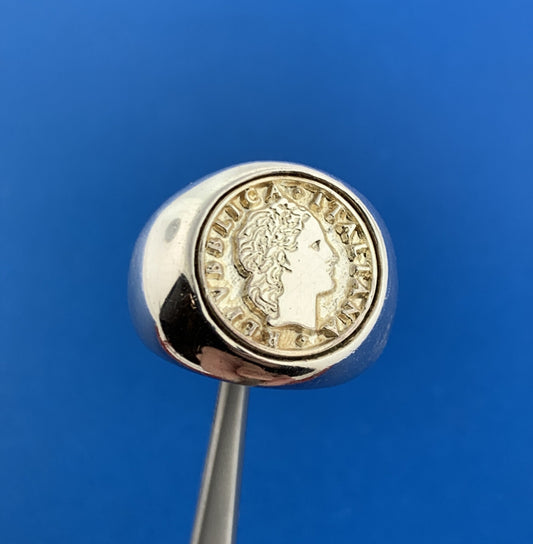 Mia Fiore Dyadema Italy Sterling Silver Lira Replica Statement Dome Ring