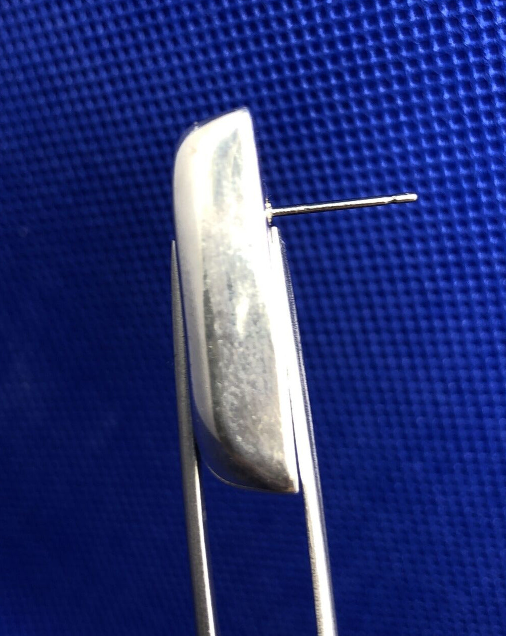 Designer ATI 925 Sterling Silver Black Onyx Rectangle Statement Stud Earrings