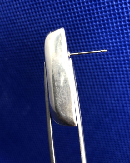 Designer ATI 925 Sterling Silver Black Onyx Rectangle Statement Stud Earrings