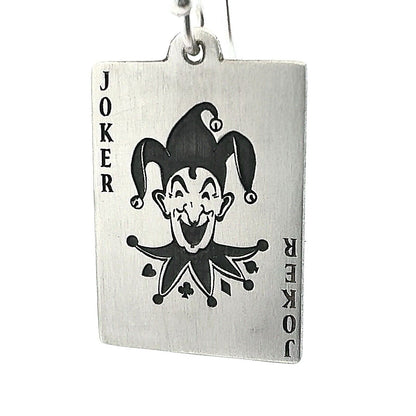 Custom Artisan Sterling Silver 925 Poker Playing Card Drop Dangle Earrings