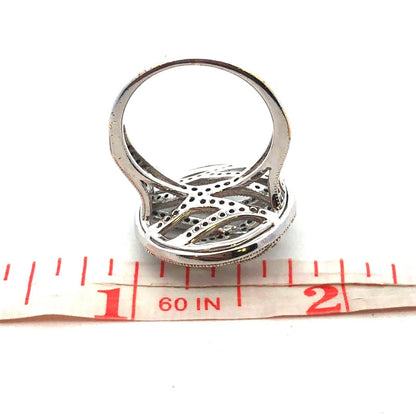 925 Sterling Silver Cubic Zirconia CZ Round 3D Swirl Swag Statement Ring