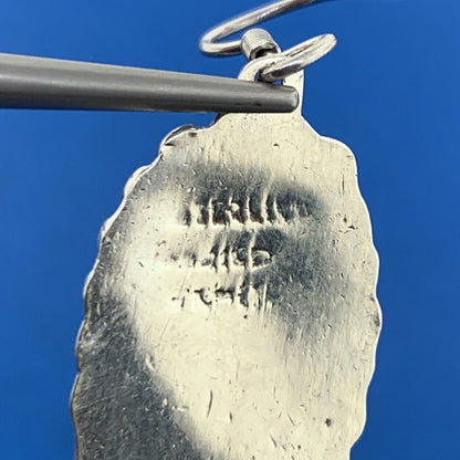 Vintage Taxco Mexico Designer Sterling Silver 925 Malachite Statement Earrings