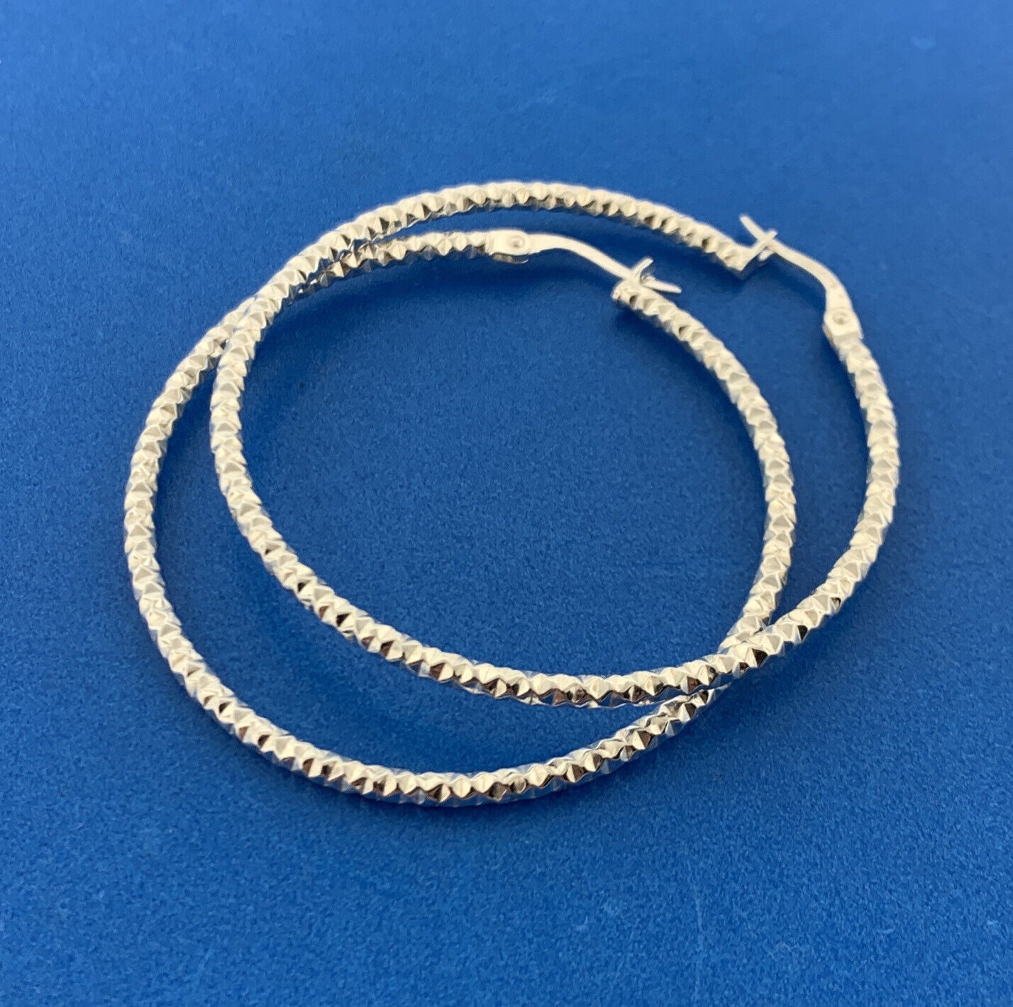 Designer Italy 925 Sterling Silver Classic Chic Fancy Etched Large Hoop Earrings