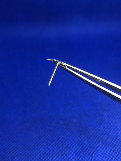 Estate Vermeil 925 Sterling Silver Blue Enamel Leaf Nature Stud Earrings