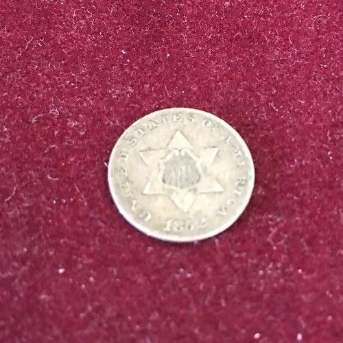 1852 Three 3 Cent Silver Piece Type 1 Trime Coin