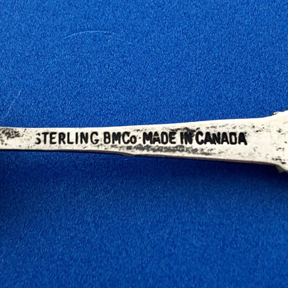 BMCo Sterling Silver Multi Color Enamel Canada Maple Leaf Souvenir Salt Spoon