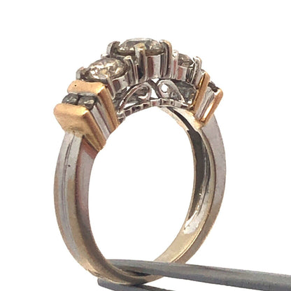 Gorgeous 14k White Gold Round Cut Diamond Raised Crown Band Ring Size 5.25